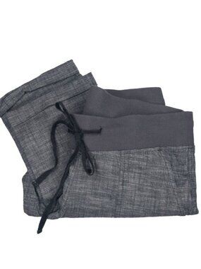 Allen Allen Dark Grey Drawstring Capri Pants Space Dye